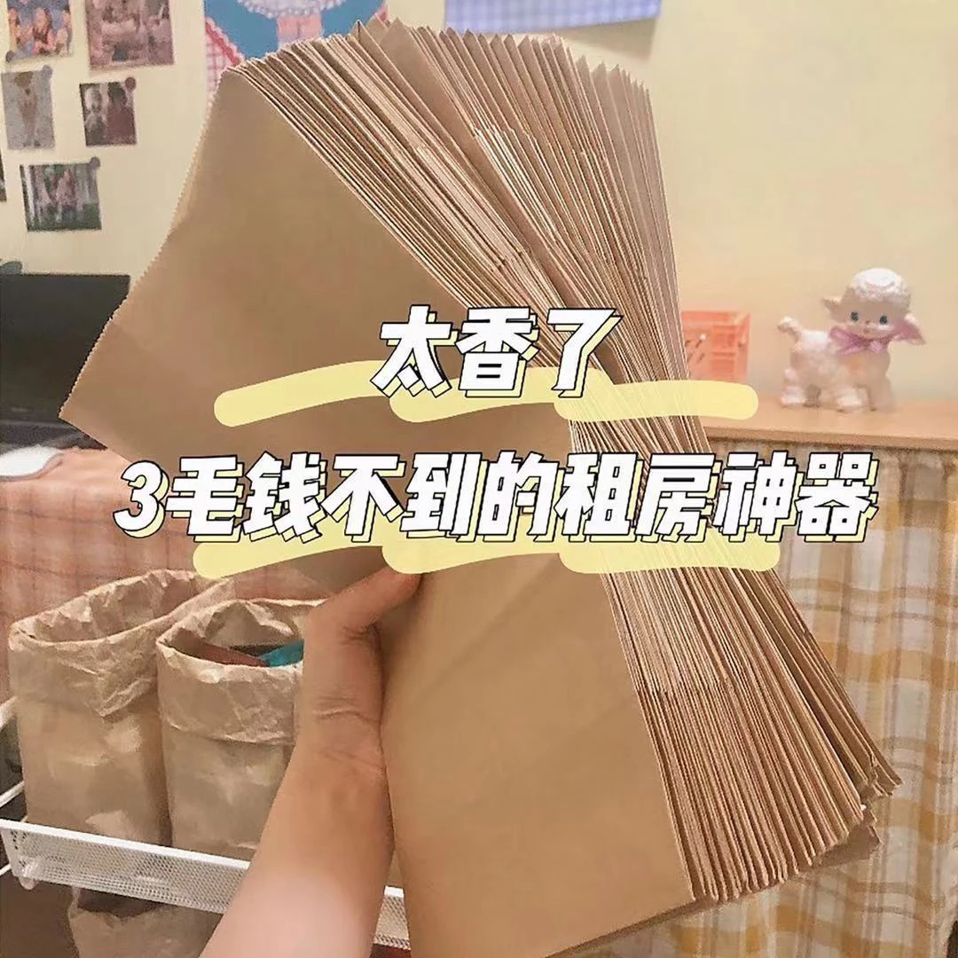 牛皮纸袋收纳袋学生宿舍化妆品杂物桌面实用款防水收纳神