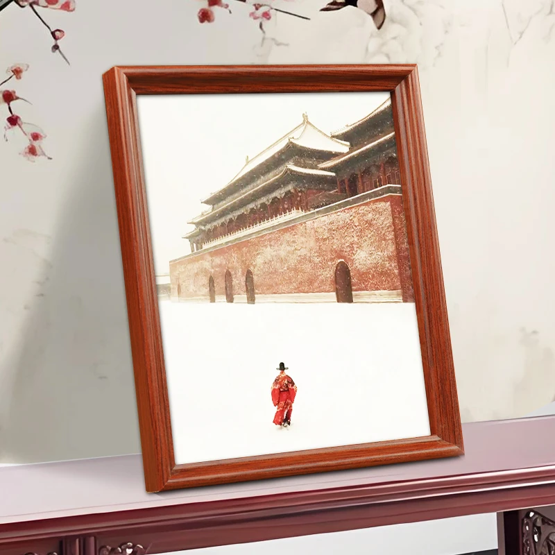 明朝万历首辅张居正雪中独行图画像摆件书房相框桌面装饰挂画摆台