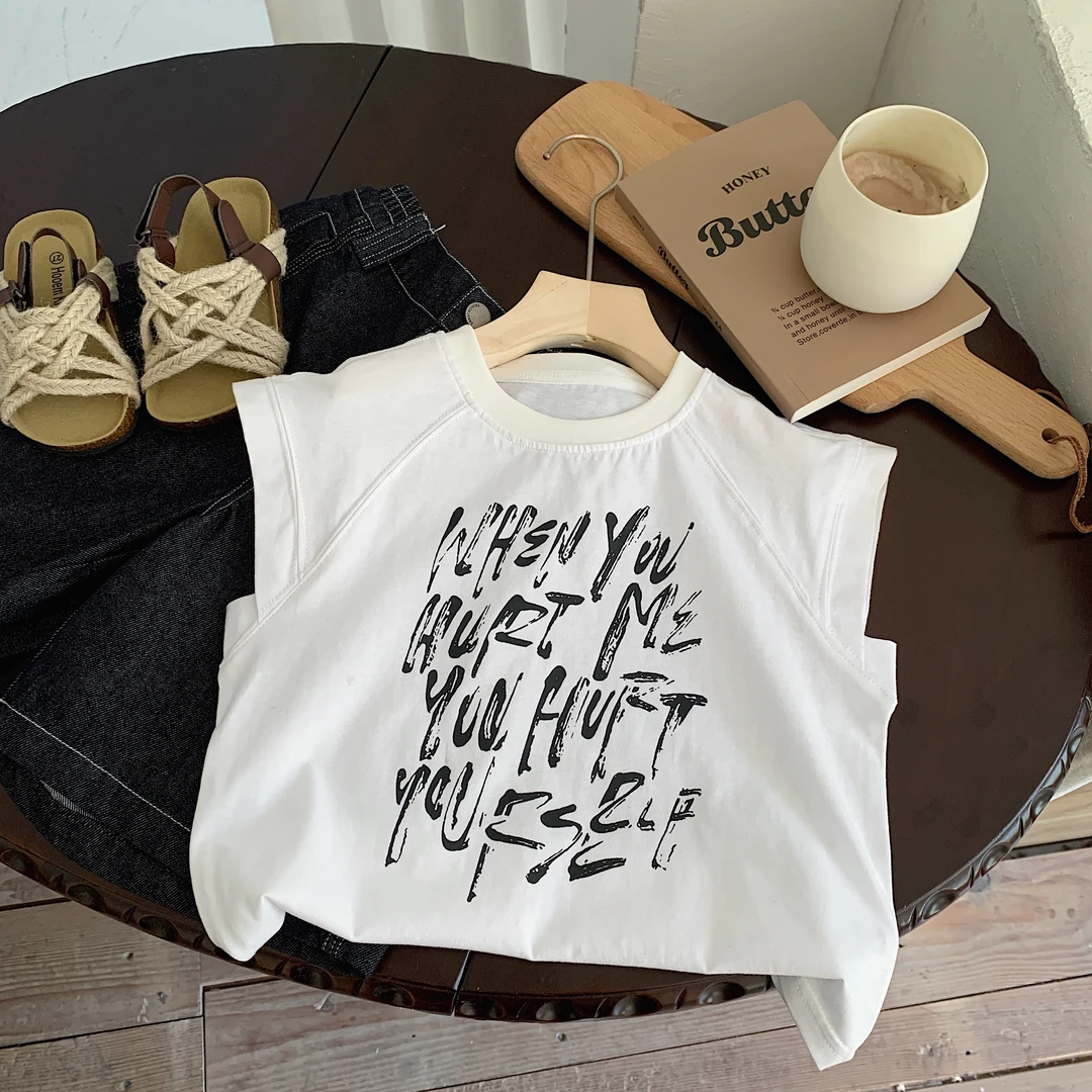 1083 儿童简约字母背心夏季新款个性时尚休闲ZYx027