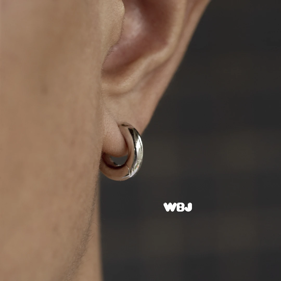 WBJ 925银合成锆石耳饰 素银耳环 hiphop银饰耳环 耳坠 情侣耳环