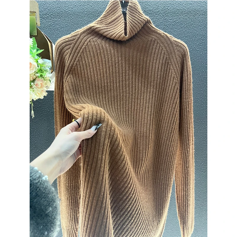 【一线成衣红卡】修身堆堆领女针织时尚百搭秋冬高领毛