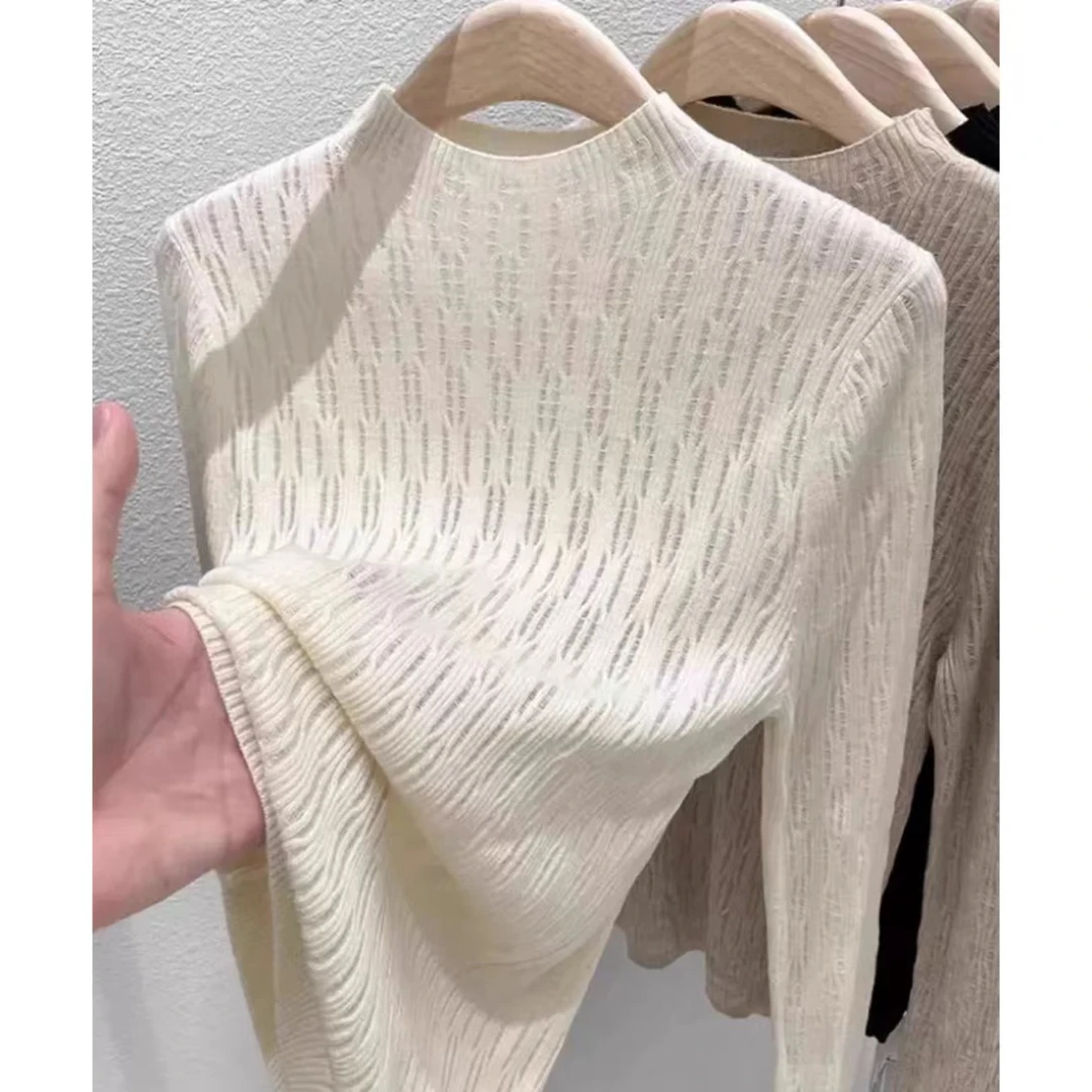 【北海道】新款钩花洋气休闲百搭气质针织套头长袖