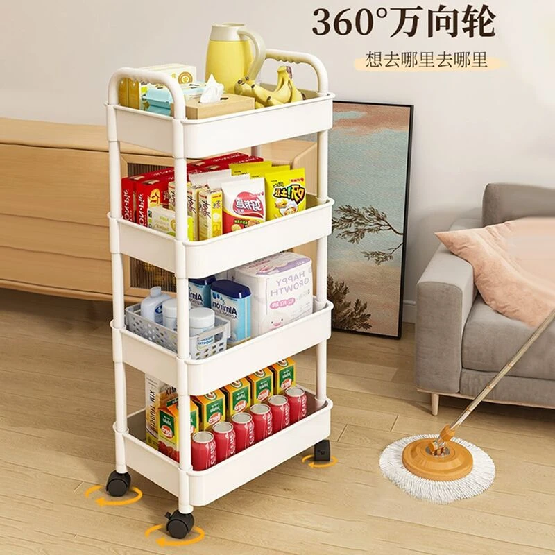 落地卧室卫生间零食小推车多层厨房移动收纳储物架阳台简易置物架