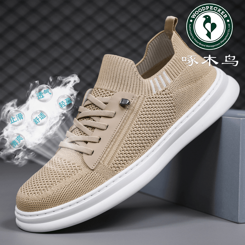 啄木鸟鞋子夏季网面透气男鞋薄款飞织鞋软底百搭运动休闲鞋潮潮鞋
