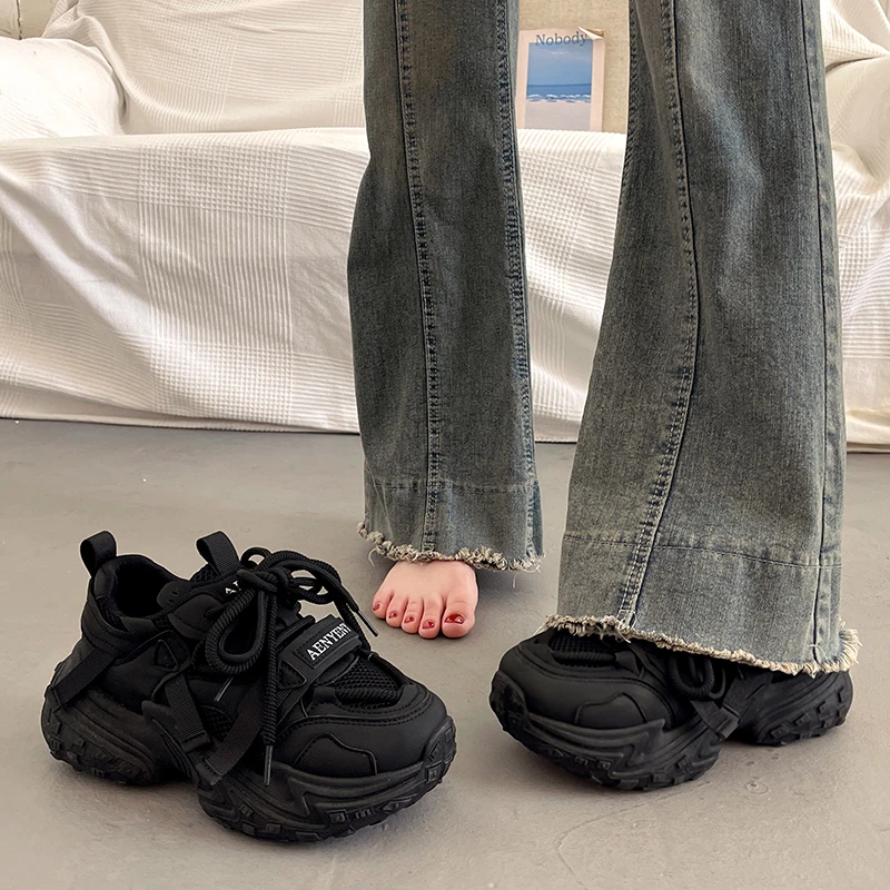 炸街厚底老爹鞋女小个子增高百搭2024新款夏季爆款松糕休闲运动鞋