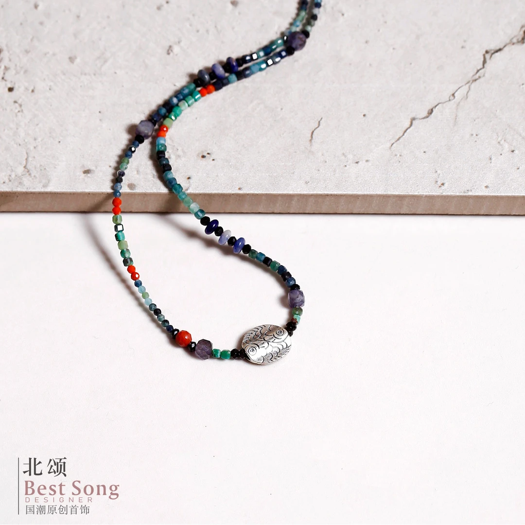 坠链均925银 北颂【鱼跃】原创小众复古手作民族风项链（40+5cm）
