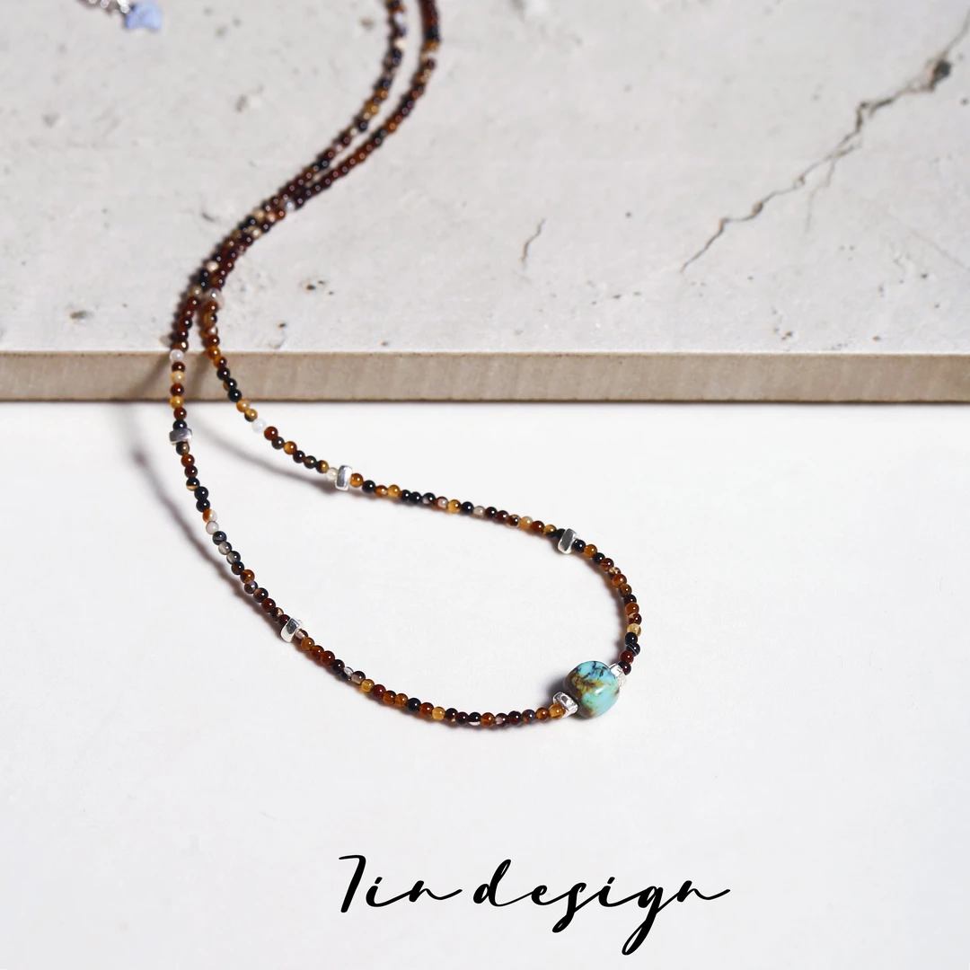 吊坠925银 7in复古店【江月】原设计复古简约手工手作项链（38+5cm）