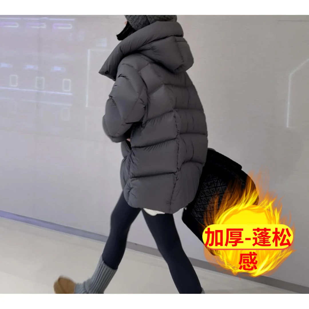 欧货洋气时尚两面派龟背羽绒棉服冬季慵懒风连帽宽松百搭保暖外套