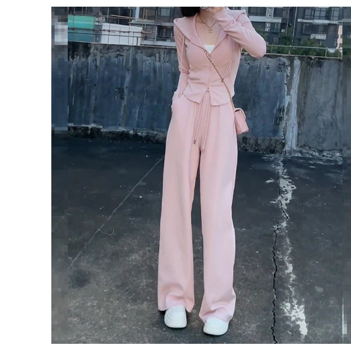 小个子穿搭运动休闲套装女秋季2025新款爆款连帽卫衣阔腿裤两件套