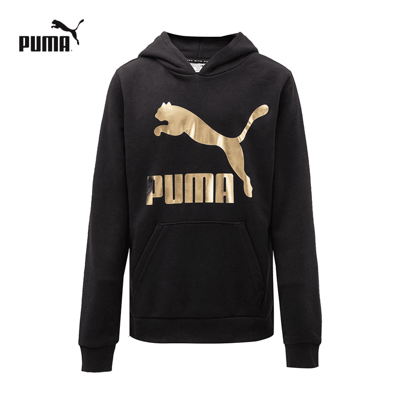 PUMA彪马卫衣儿童春季新款跑步训练运动上衣连帽长袖套头衫537129