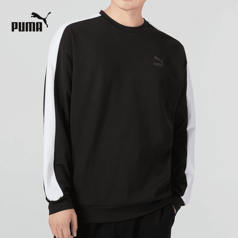 PUMA彪马卫衣男春季新款经典T7系列变色暗标简约圆领套头衫538830