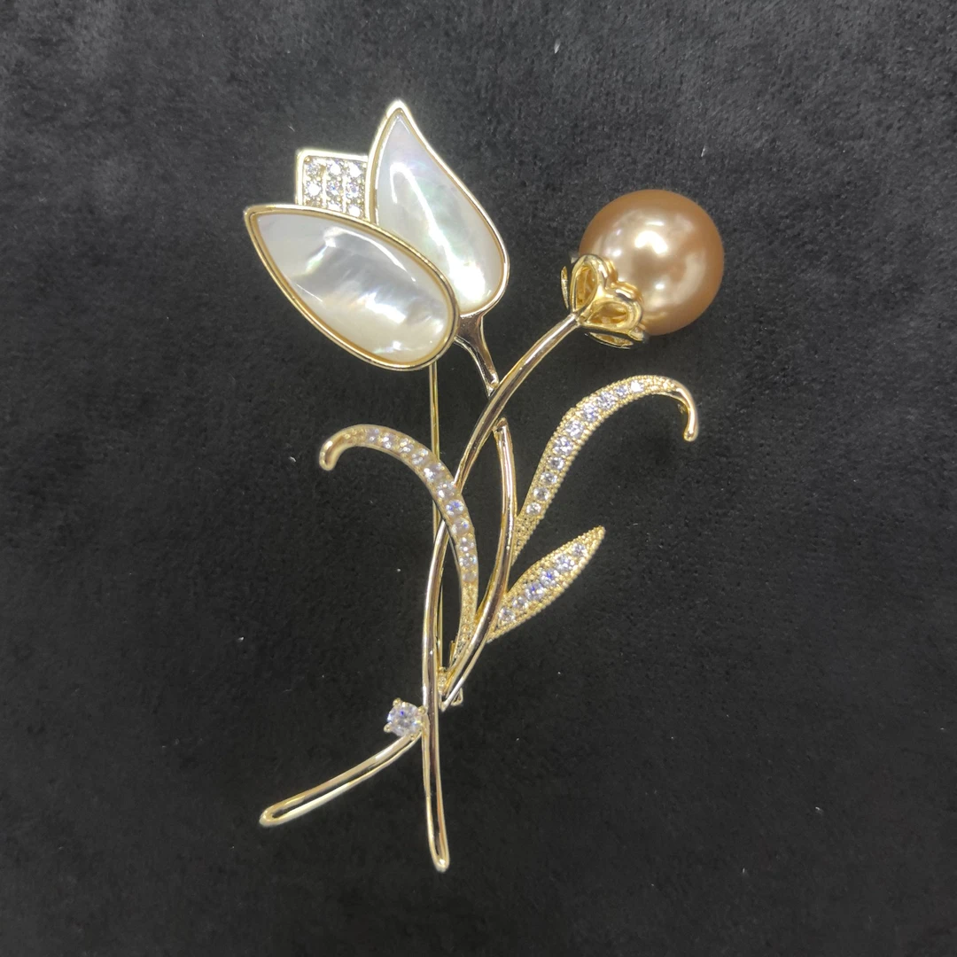 铜合金贝壳胸针 郁金香贝贝胸针时尚百搭