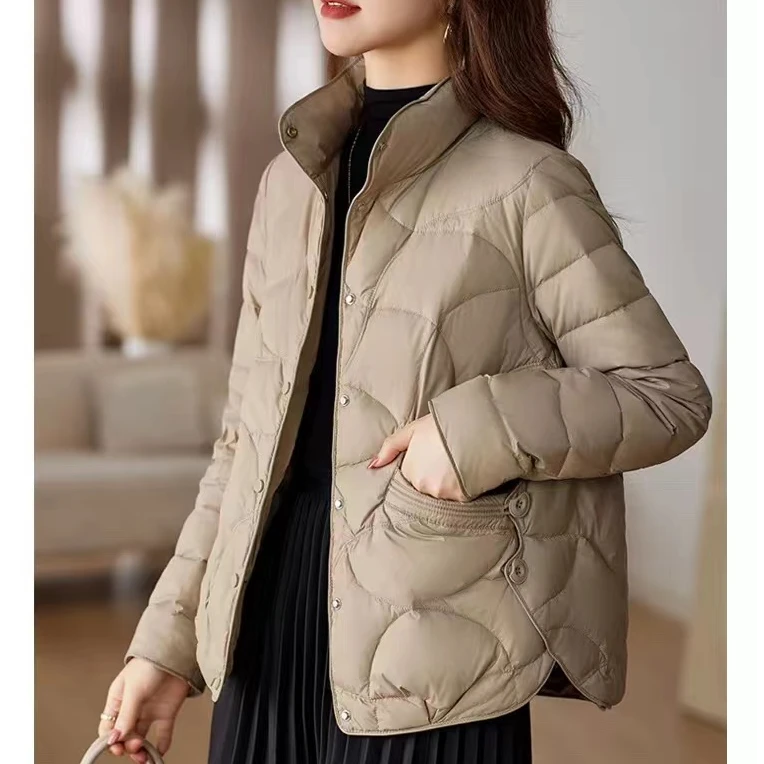 静壹2024新款韩版新款时尚轻薄羽绒服女短款立领显瘦宽松保暖外套