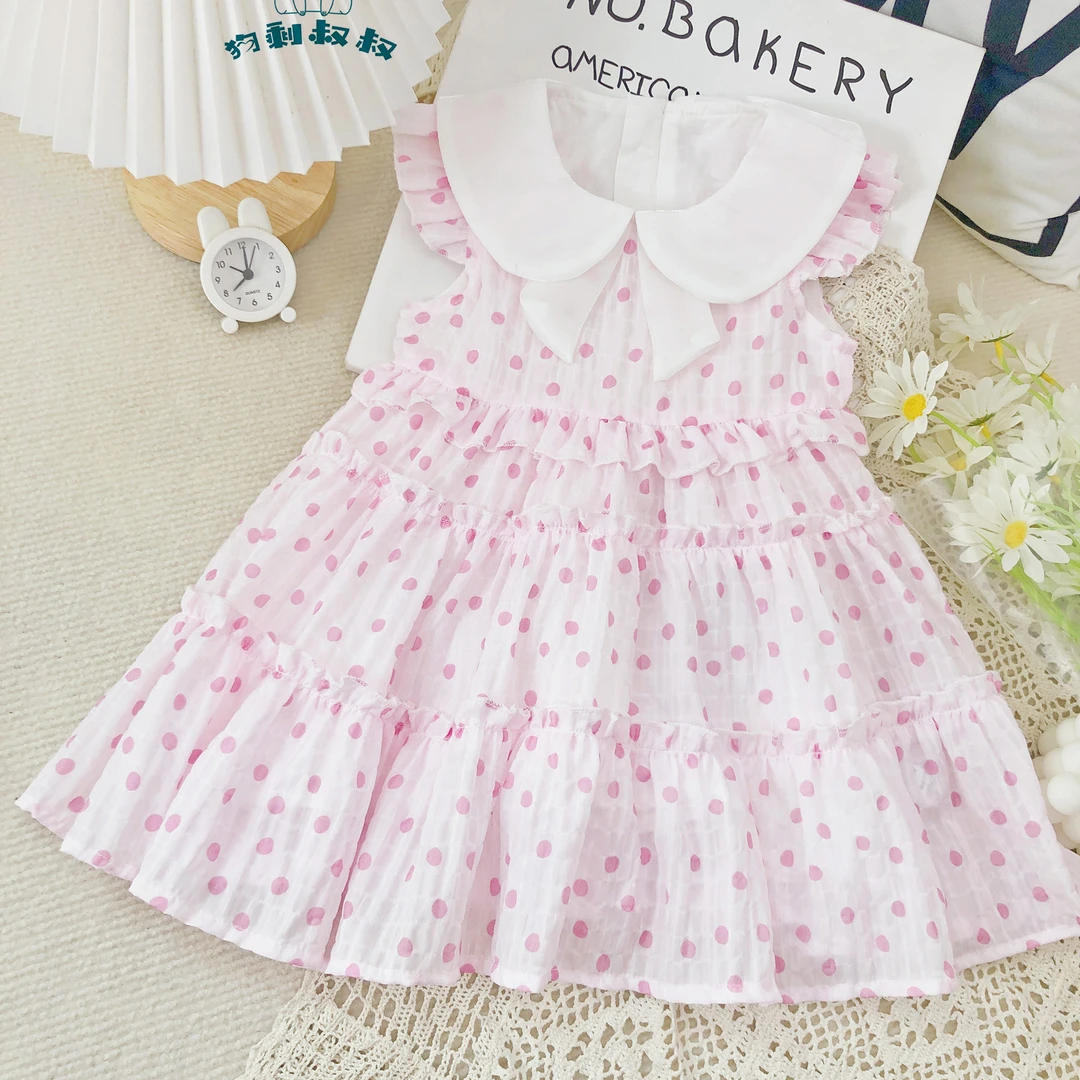 【瑞拉的裙摆】2477女童新款夏季洋气公主裙洋气女宝甜美波点连衣裙