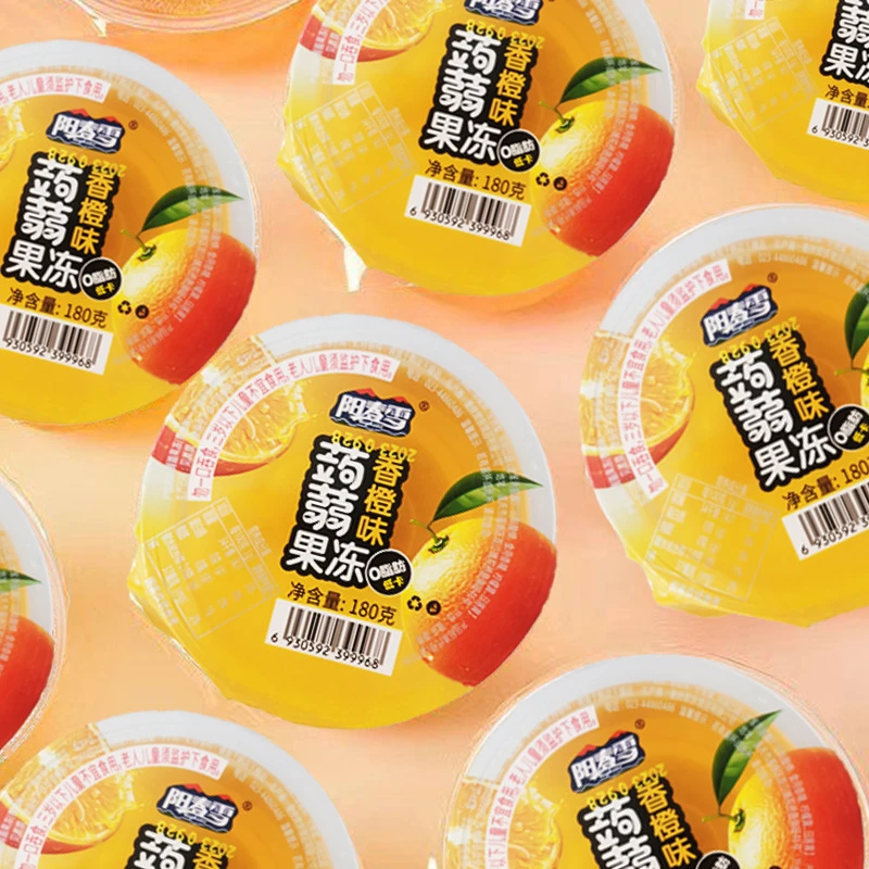 蒟蒻果冻180g大杯香橙味果冻整箱批发代发水果儿童零食吸吸果冻