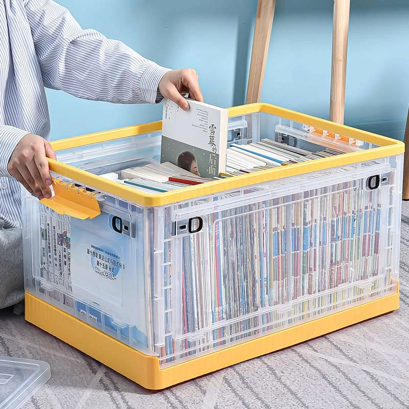 大团小圆可折叠收纳箱带轮滑塑料储物箱后备箱整理箱透明大容量