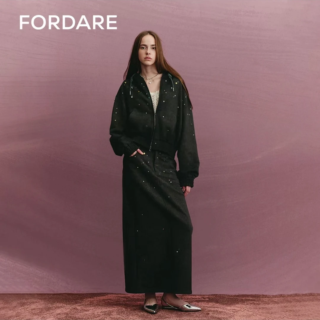 FORDARE福蝶 秋季新品星星彩钻水洗运动上衣&运动裙套装1303 1304