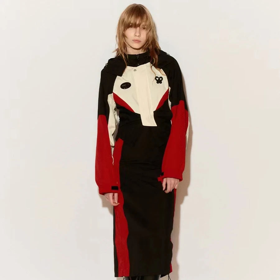 FORDARE福蝶FORDARE红色运动机能短外套时尚春季褶皱长裙套装1363