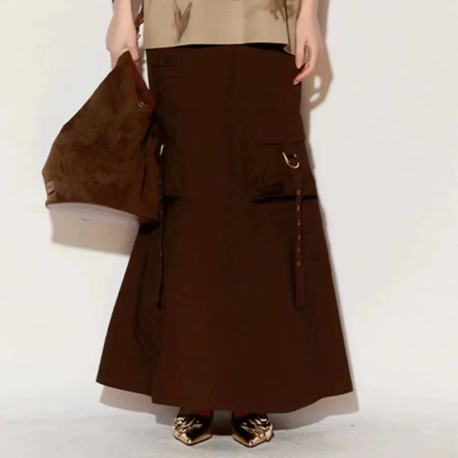 FORDARE福蝶FORDARE咖色工装半裙显瘦半身裙高腰短裙气质时尚2206