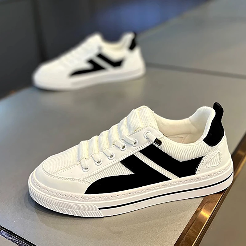 高端轻奢板鞋男2023秋冬韩版百搭白鞋运动男鞋休闲一脚蹬帆布鞋男