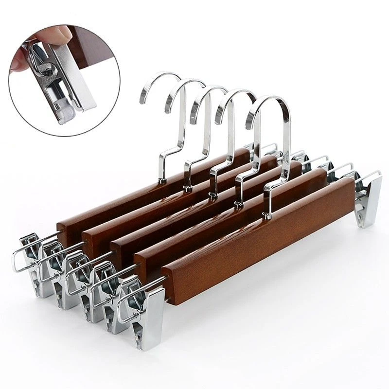 实木裤架裤夹子防滑无痕家用成人裤挂木质裙夹服装店裤夹子批发