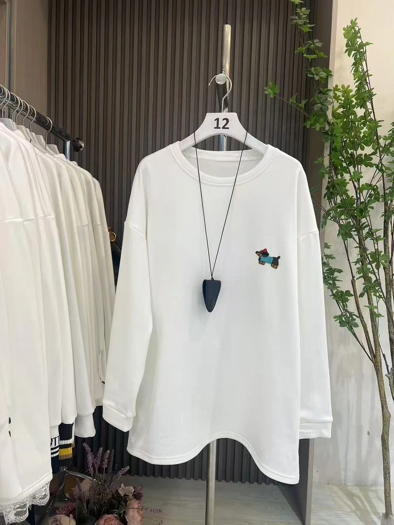 刺绣小狗加绒加厚防风显瘦休闲宽松卡通百搭保暖上衣时尚