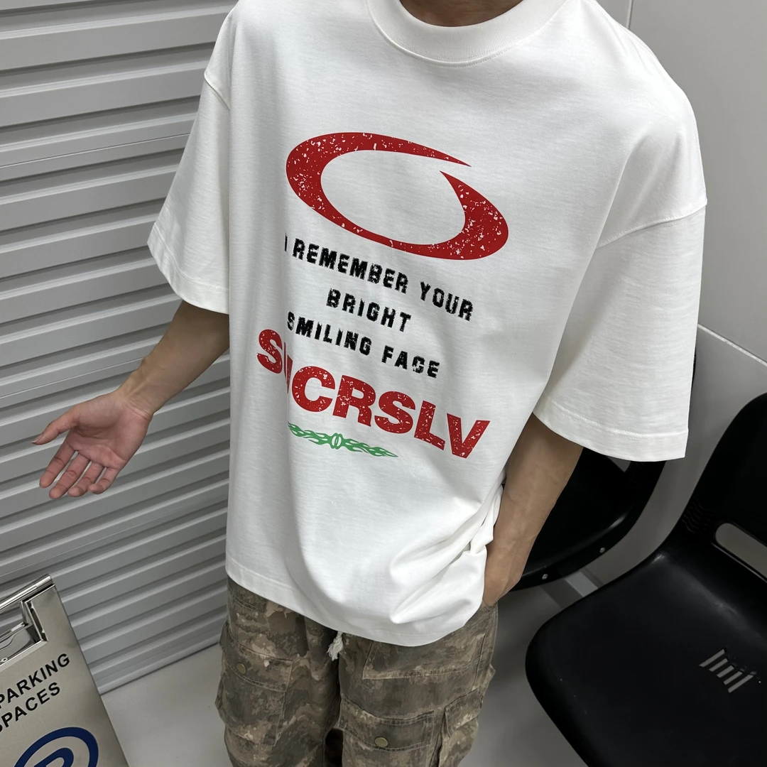 SUCHEN 美式创意字母印花短袖T恤夏季潮牌设计感百搭T恤1-24022