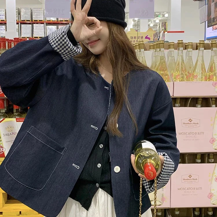 设计感两面穿牛仔外套女早春2025新款韩系小个子减龄百搭休闲夹克
