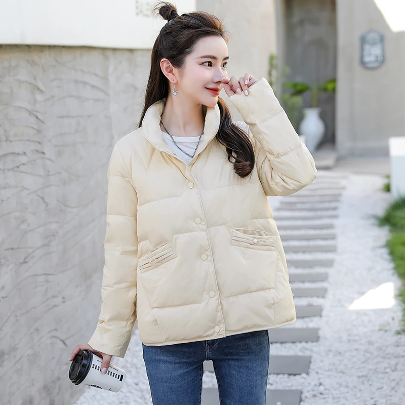 2023秋冬新款加厚棉服女短款立领修身韩版冬季外套小个子棉衣外套