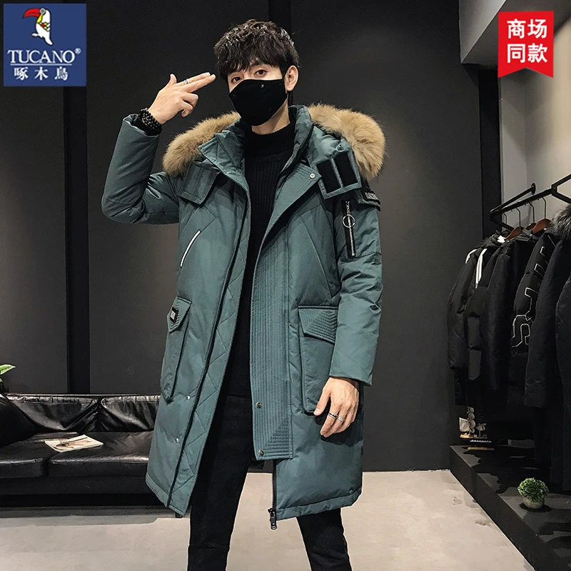 TUCANO/啄木鳥羽绒服男潮流青年中长款加绒加厚保暖韩版毛领外套