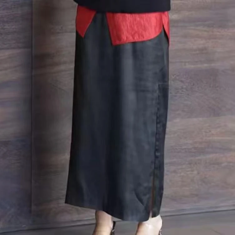 爱妃原创【新品】新中式时尚高级感气质显瘦秋冬开叉半裙