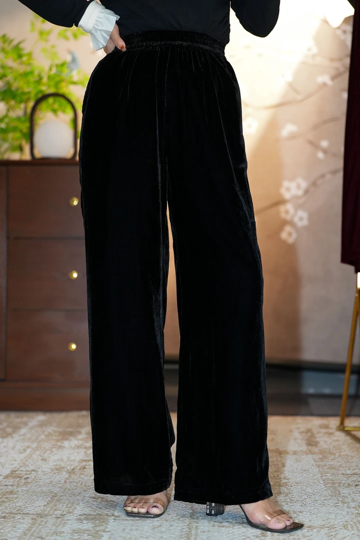 爱妃原创【新品】新中式黑色时尚大气秋冬气质裤子86560