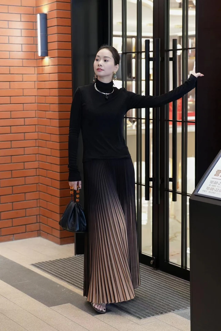 爱妃原创【新品】新中式时尚高级感褶皱半身裙86574