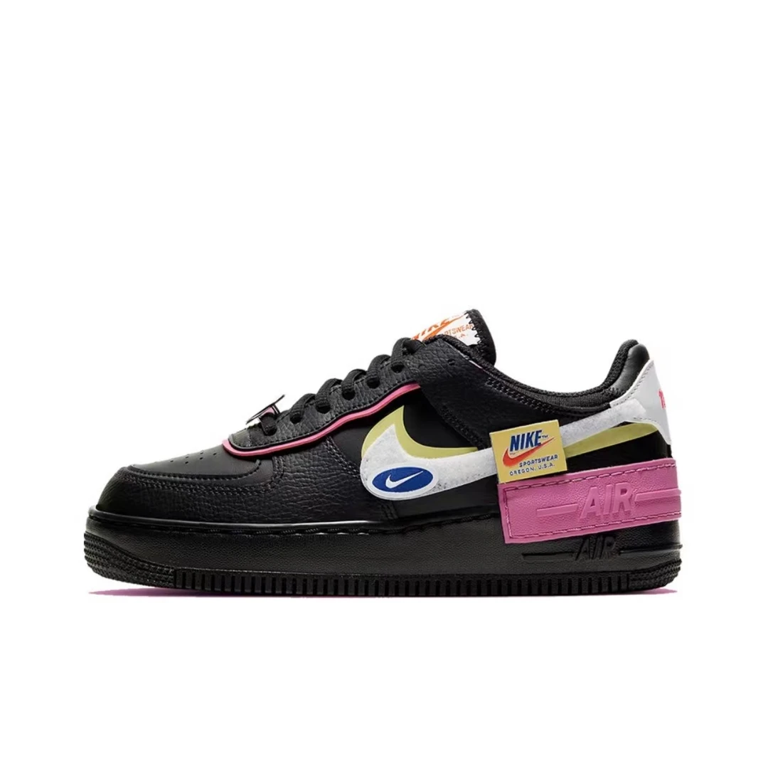 Nike/耐克AF1 低帮Shadow板鞋 女款 黑白粉板鞋休闲鞋-CU4743-001