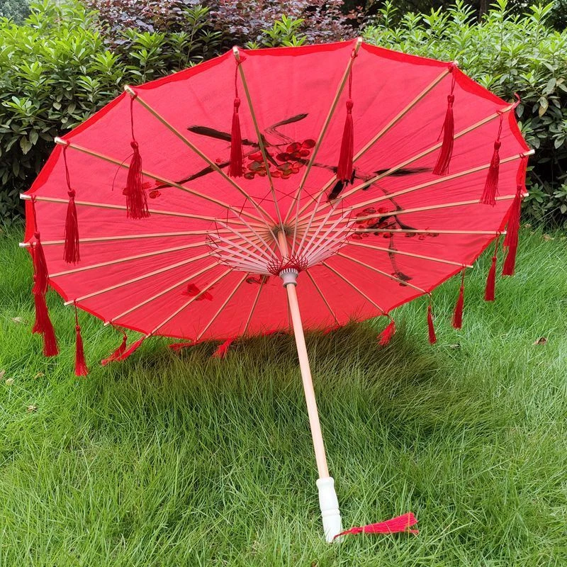 古风舞蹈伞古装汉服油纸伞绸布伞旗袍摄影走秀道具伞防雨伞流苏伞