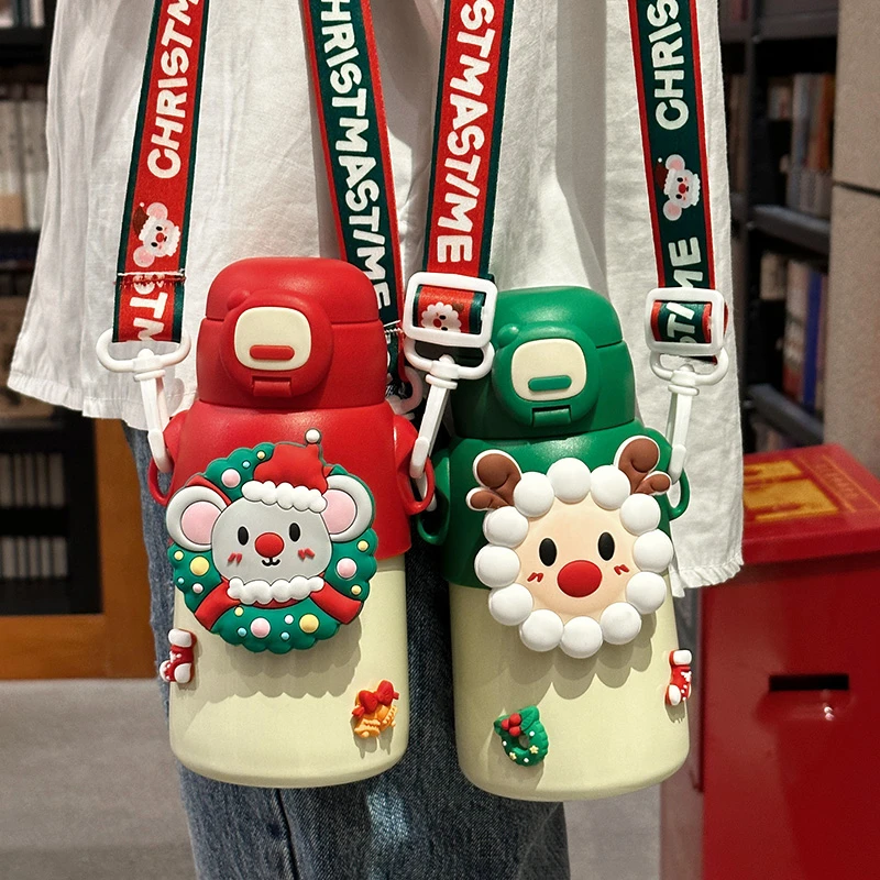 卡通高颜值圣诞童年保温杯学生专用316食品级不锈钢节日送礼水杯
