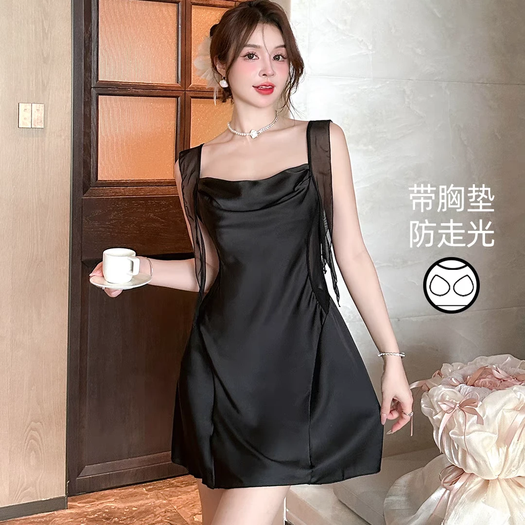 【轻舞飘逸】夏季薄款性感显瘦纯欲风小众露背春夏吊带法式时尚睡裙