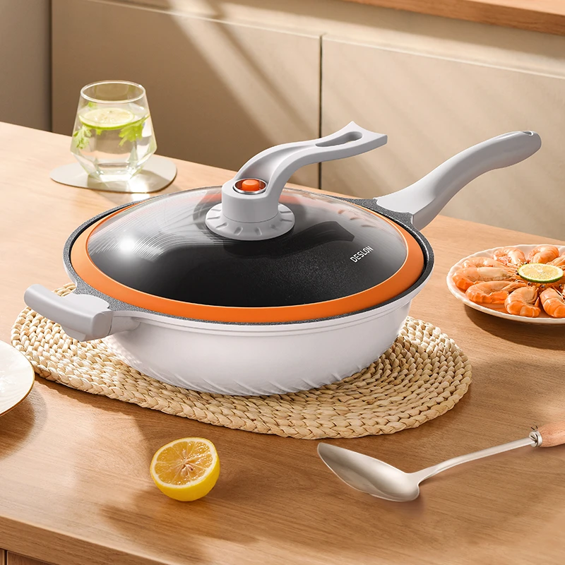 DESLON/德世朗德世朗熔钛耐磨微压不粘锅长效耐磨不粘锅耐刮持久