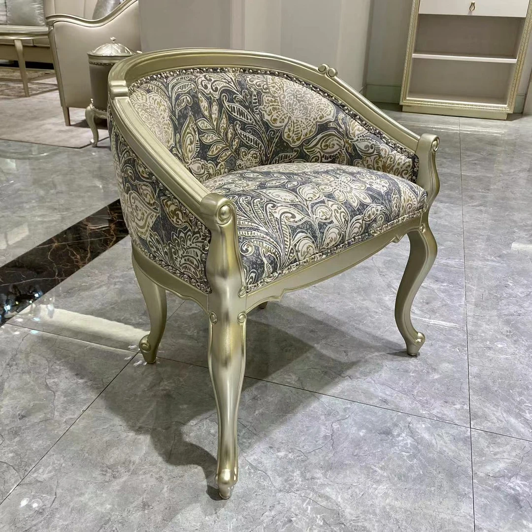 美式轻奢实木单人休闲椅梳妆椅小椅子妆凳（尺寸67*52*72cm）