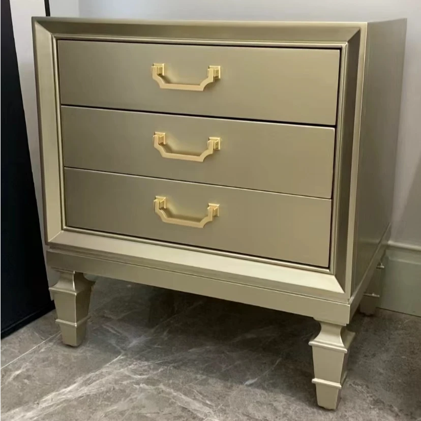 美式轻奢实木床头柜高级家用床边小柜子储物卧室床边柜FB16