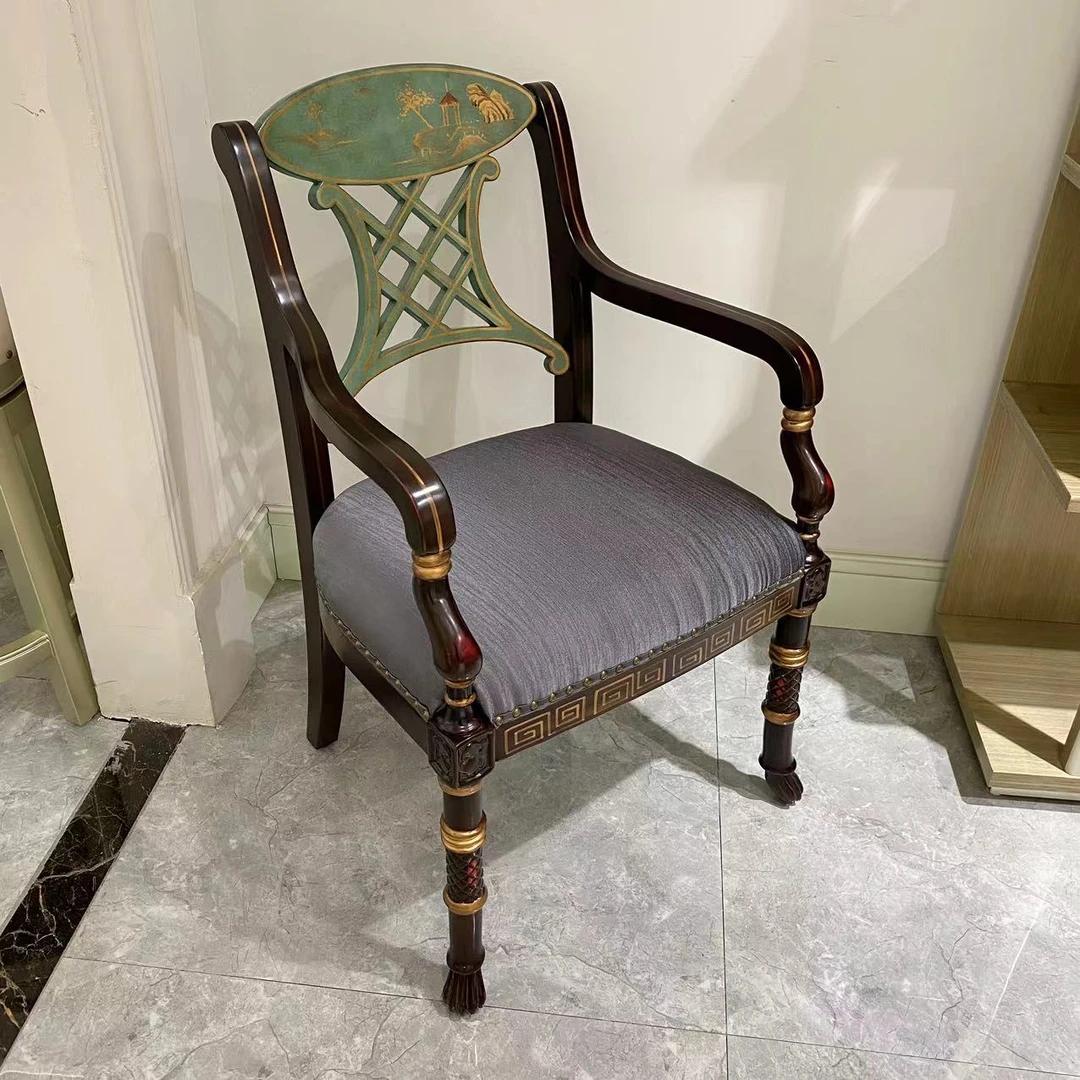 美式办公多用椅法式欧式椅子轻奢雕花休闲椅书椅扶手椅