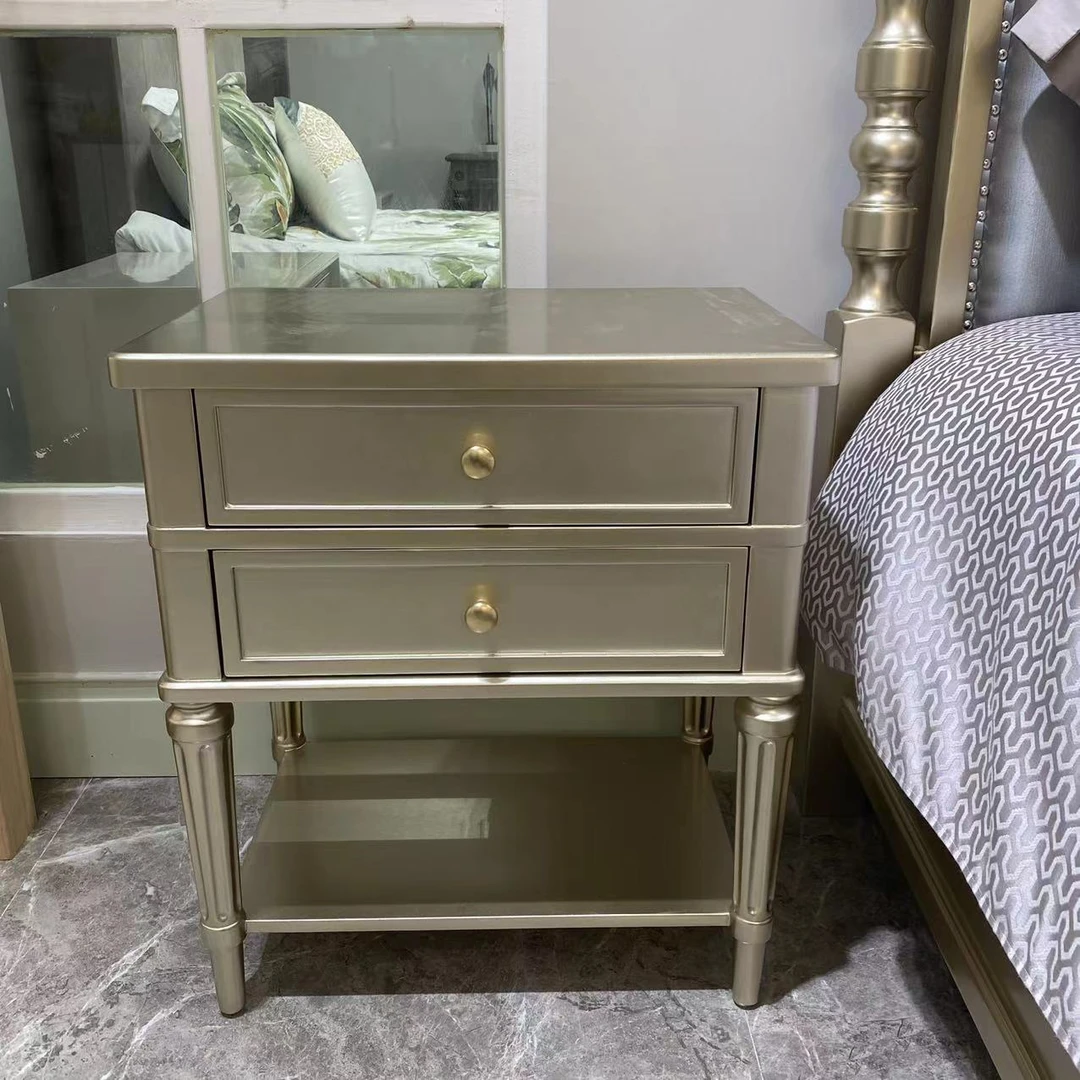 美式轻奢实木床头柜高级家用床边小柜子储物卧室床边柜FB17