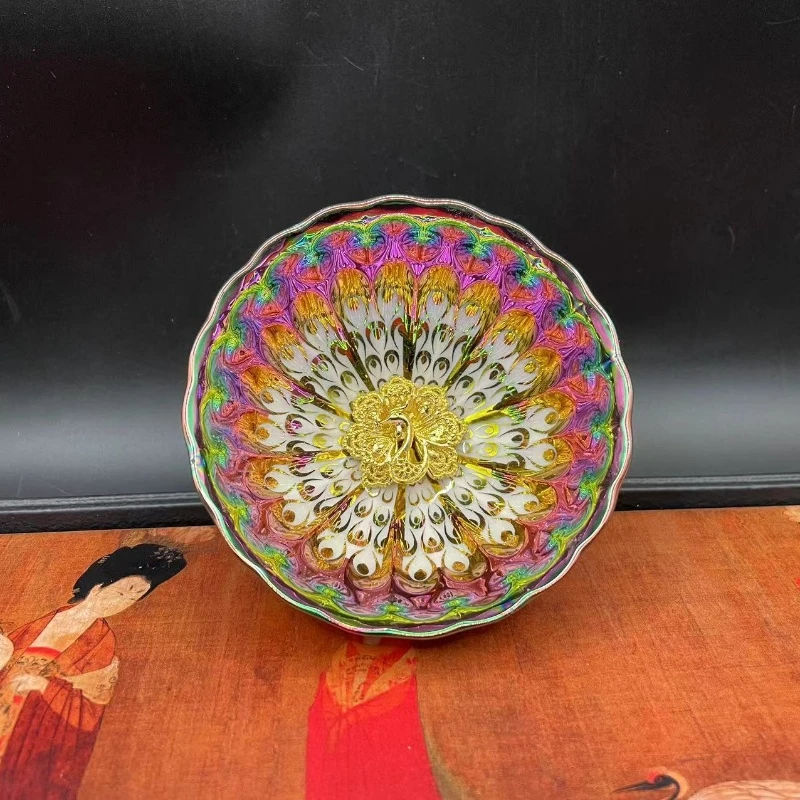 【七彩梦幻孔雀】陶瓷茶杯主人杯单杯 品茗杯茶碗 鎏金镶嵌盏杯手工