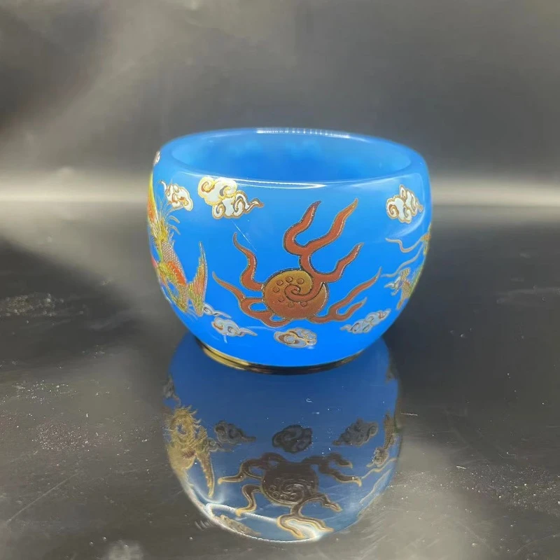 【龙凤呈祥】高档精美主人杯 茶杯 蓝眼泪创意手工有气泡属正常现象