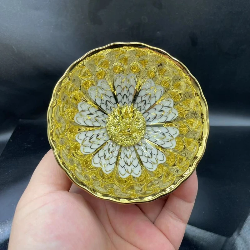 【金玉满堂】金龙王主人杯鎏金轻奢茶杯陶瓷盏杯精美品茗杯复古茶盏