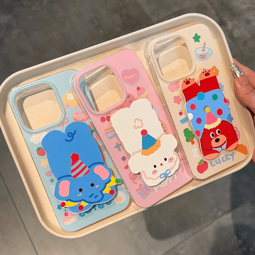 趣味壳软萌可爱趴趴动物适用iPhone15苹果13promax支架14手机壳11