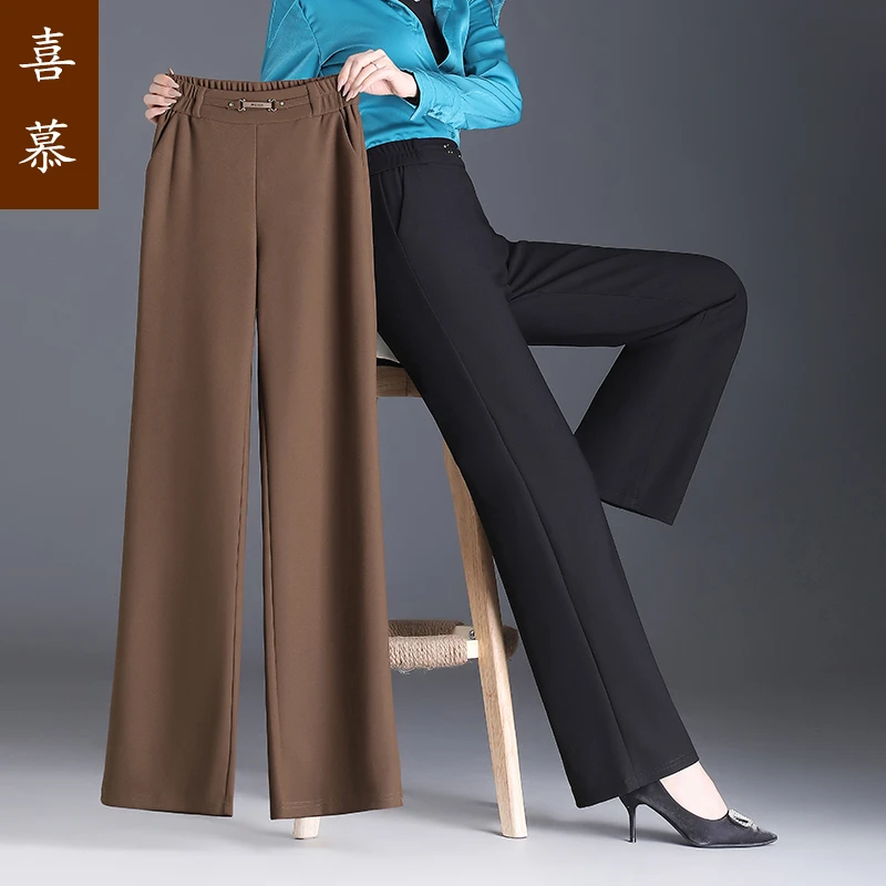 2024秋冬新款妈妈装阔腿裤休闲裤大妈胖妈妈直筒裤中老年加厚裤子