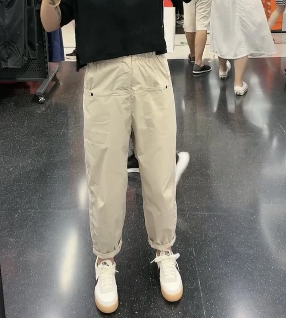 萱贝纯2024早秋新直筒休闲裤女百搭时尚工装裤高腰显瘦九分哈伦裤