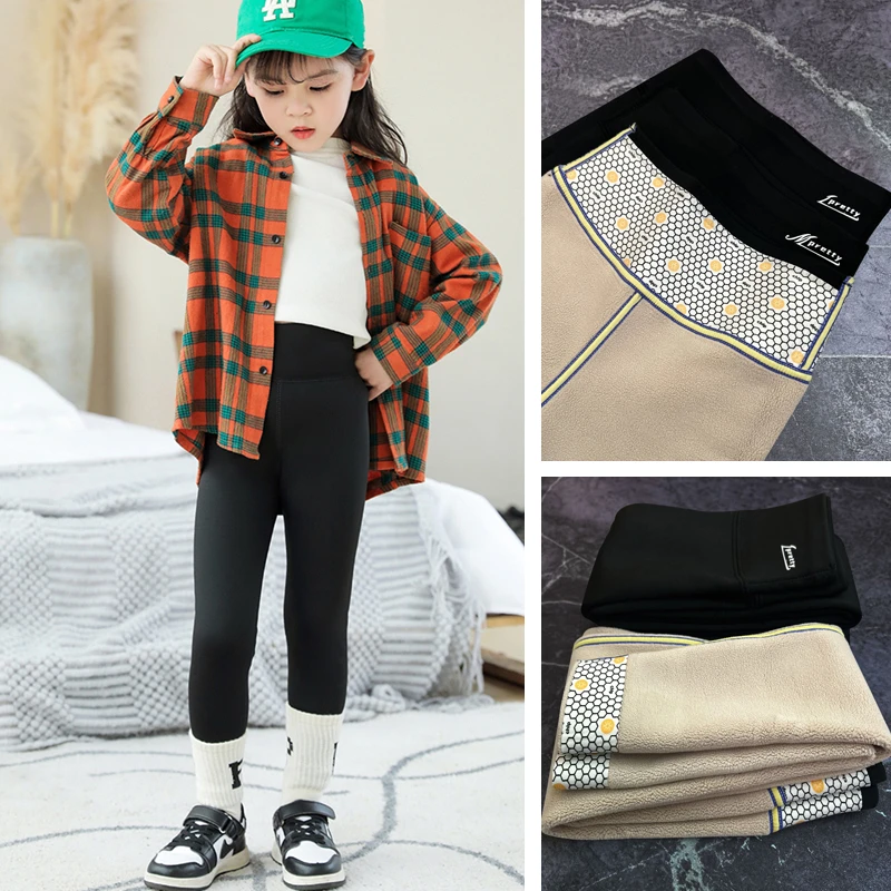 女童鲨鱼裤2024冬季新款高腰瑜伽紧身外穿加绒加厚芭比保暖打底裤