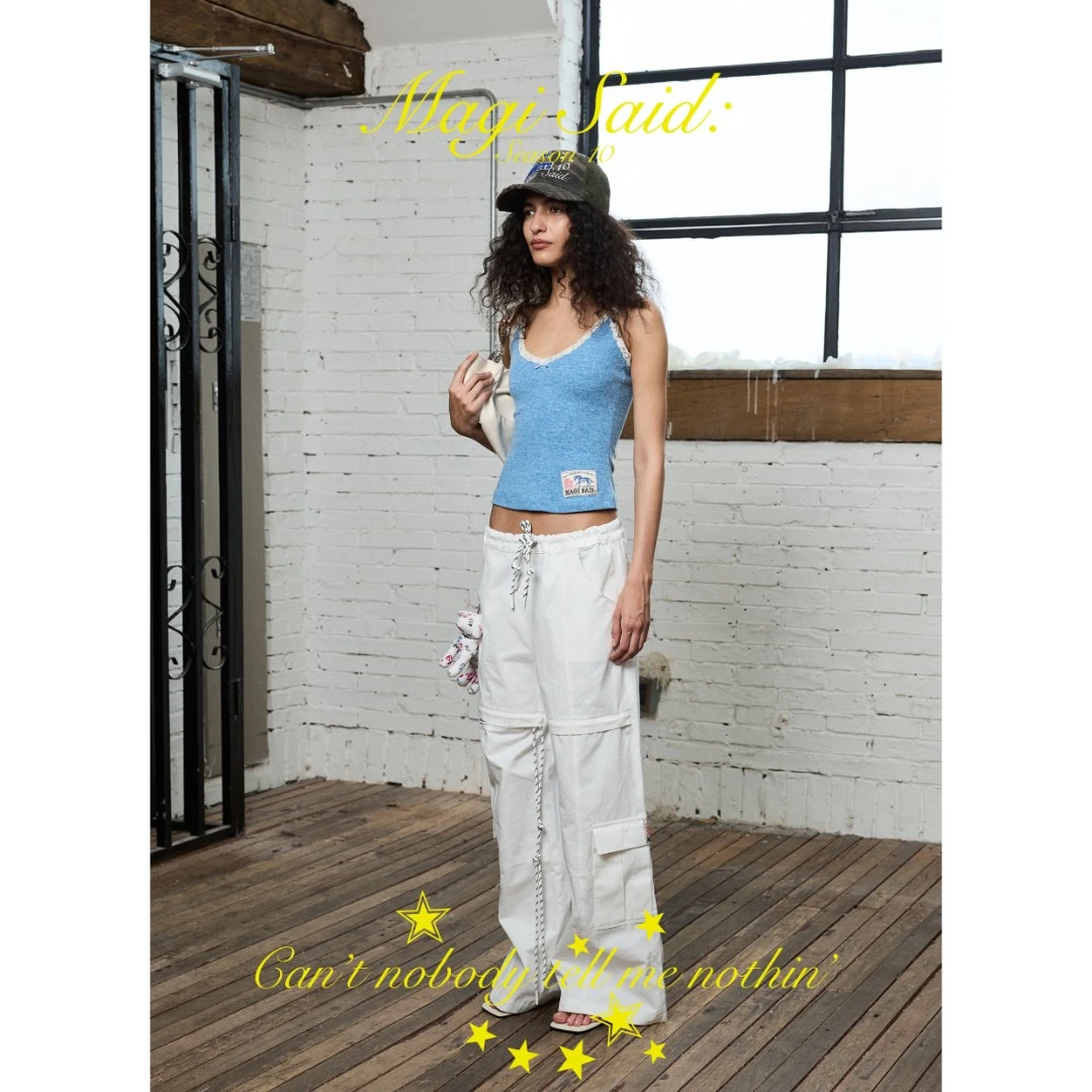 【季末五折】magisaid夏日轻薄抽绳直筒口袋工装裤